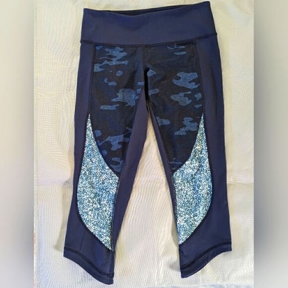 Lululemon Wunder Under Blue Camo Lotus Leggings 6 Activewear Athleisure Gym - Picture 4 of 14